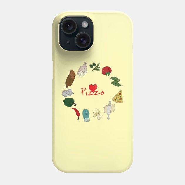 Pizza Ingredients Phone Case by DiegoCarvalho