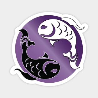 Yin and Yang Tribal style fish, purple Magnet