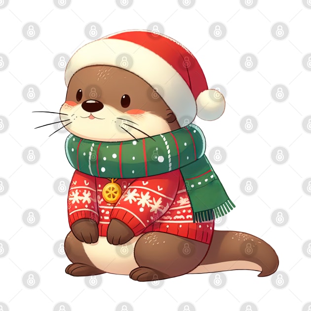 Adorable Christmas Otter by Takeda_Art