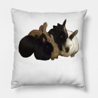 Bunny rabbit cuddles - cute bunny rabbits piling on for a big group hug Pillow