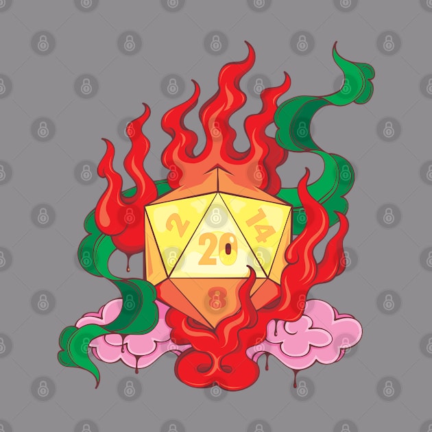 D20 Lucky Dice on Fire by HSIN