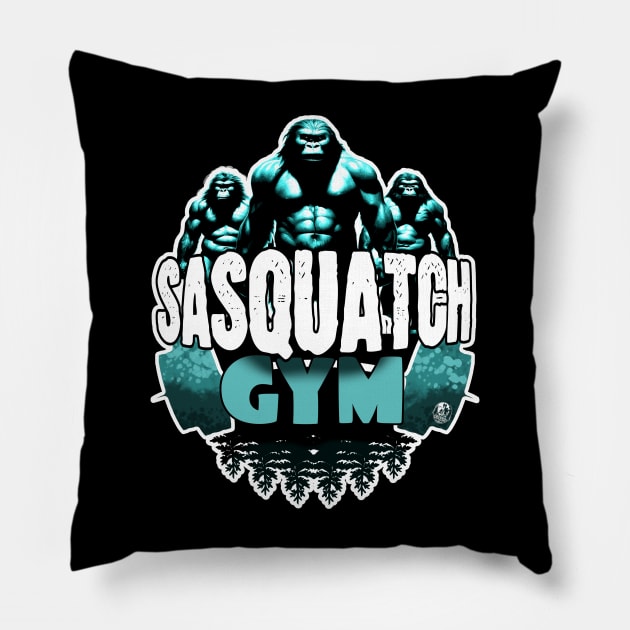 Sasquatch Gym Weight Lifting Bigfoot Bodybuilding Yeti Muscle Pillow by National Cryptid Society