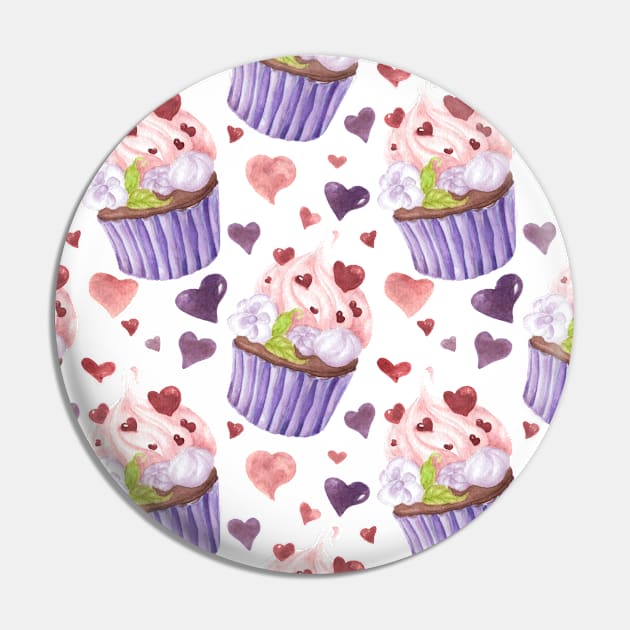 Creamy Chocolate Cupcake Pattern Pin by paintingbetweenbooks