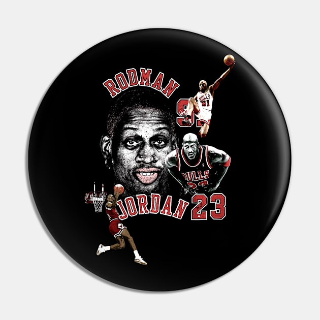 Dennis Rodman Bulls 91 & Michael Jordan 23 Vintage Pin by Wkenca Barada