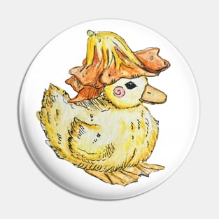 Flower Hat Duckling Pin