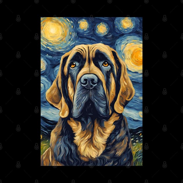 Mastiff Dog Breed Painting in a Van Gogh Starry Night Art Style by Art-Jiyuu