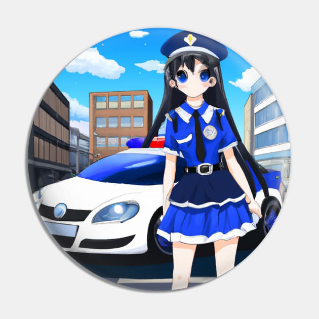 Anime Policewoman with Patrol Car Pin by Starbase79