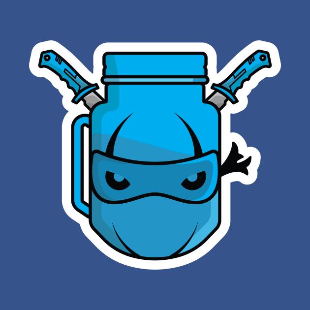 Ninja Mascot with Lemon Jar Mug with Metal Swords vector illustration. Food and drink object icon concept. Summer fresh lemon juice icon logo. Creative ninja lemon juice logo icon. by AlviStudio