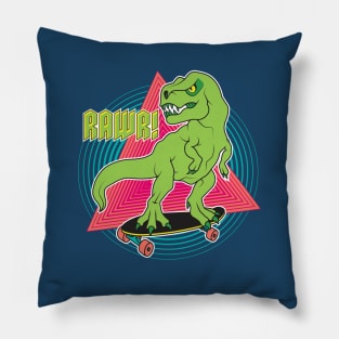 Rawr Dino Skater - Skateboarding T-Rex Dinosaur Pillow