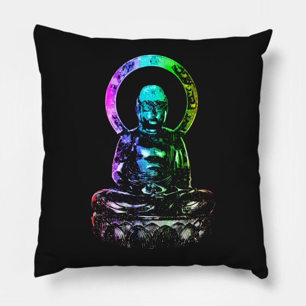 Rainbow Buddha Statue Pillow by robotface