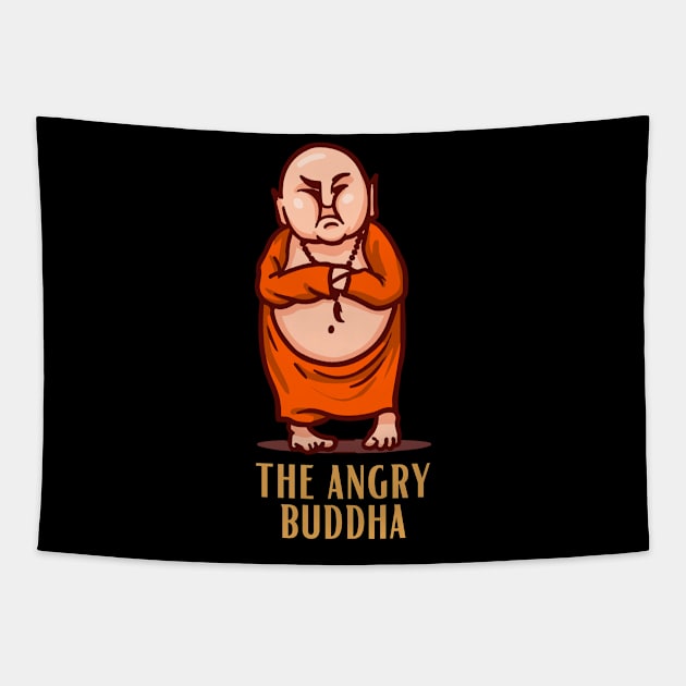 Angry buddha design for buddha lovers Tapestry by PunManArmy