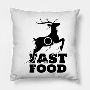 Deer Fast Food Buck Hunting Hunter Eat Food Meat Lovers Blk Pillow