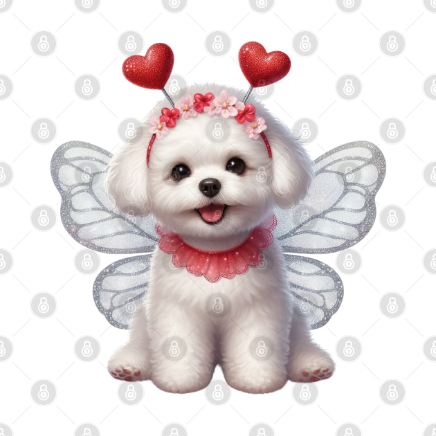 Valentine Fairy Bichon Frisé Dog by Chromatic Fusion Studio
