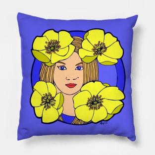 Bright  Yellow Poppies Pillow