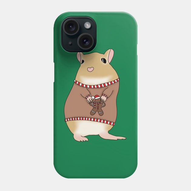 Cute golden gerbil wearing christmas jumper Phone Case by Becky-Marie