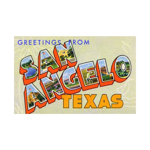 Greetings from San Angelo Texas, Vintage Large Letter Postcard by Naves