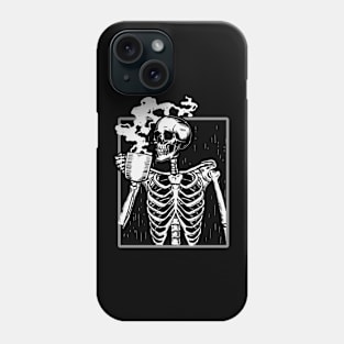 Skeleton Drinking Hot Cup of Coffee Phone Case