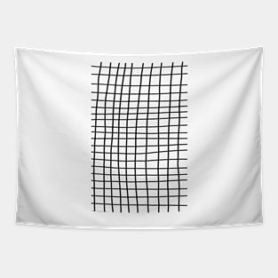 Hand Drawn Grid White Tapestry