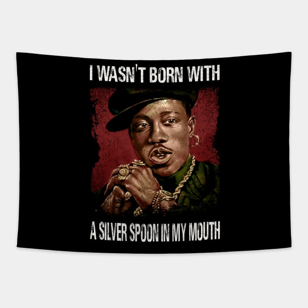 Vintage A Silver Spoon In My Mouth Tapestry by Black Demon Bear