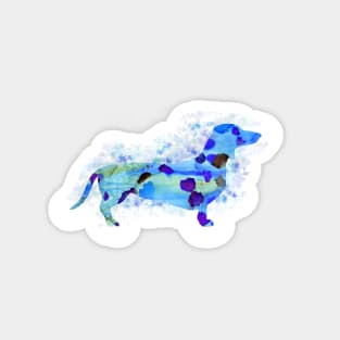 Dachshund Dog 160 blue watercolor splash Magnet