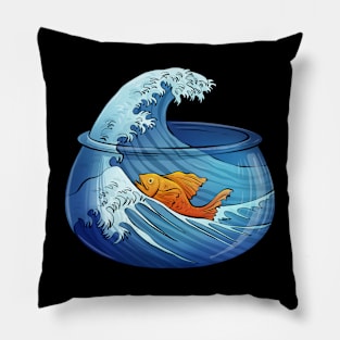 Great Wave of Fishbowl Pillow