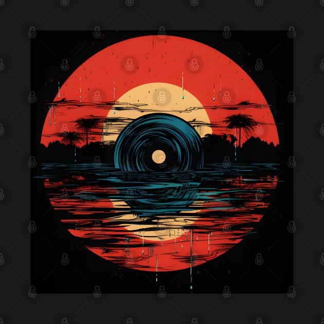 Cool Vinyl Lp Music Record Sunset by VisionDesigner