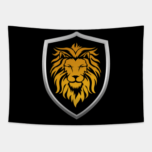 Gold Lion and Black Shield Pocket Logo Tapestry