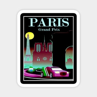 Paris Grand Prix : Abstract Automobile Racing Advertising Print Magnet