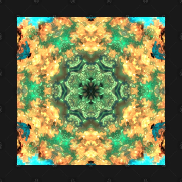 Psychedelic Mandala Flower Green and Yellow by WormholeOrbital