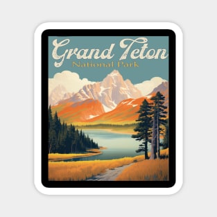 Wyoming Vintage Grand Teton National Park Magnet