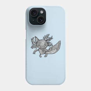 Axolotl Art, Gray Axolotl Phone Case