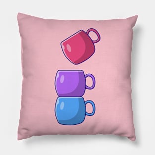 Stack of Colorful Cups Pillow