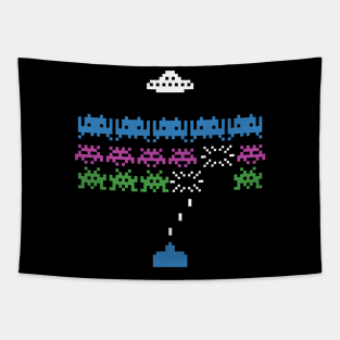 Retro Space Invasion Tapestry