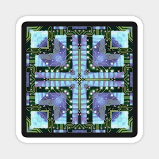 Circuitboard fire Kaleidoscope Pattern (Seamless) 24 Magnet