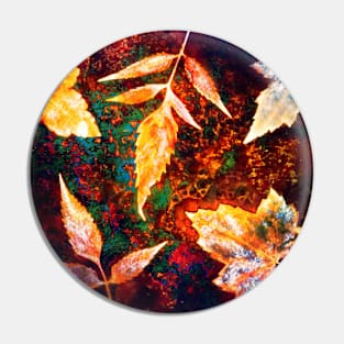 Botanical autumn leaves on the rust background Pin