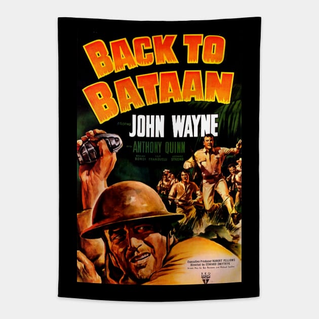 Classic War Movie Poster - Back to Bataan Tapestry by Starbase79