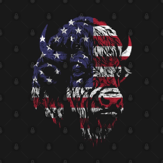 American Flag Buffalo Bison by Trippycollage