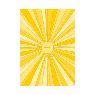 Retro sun with mellow rays in gold and yellow + HOPE T-Shirt