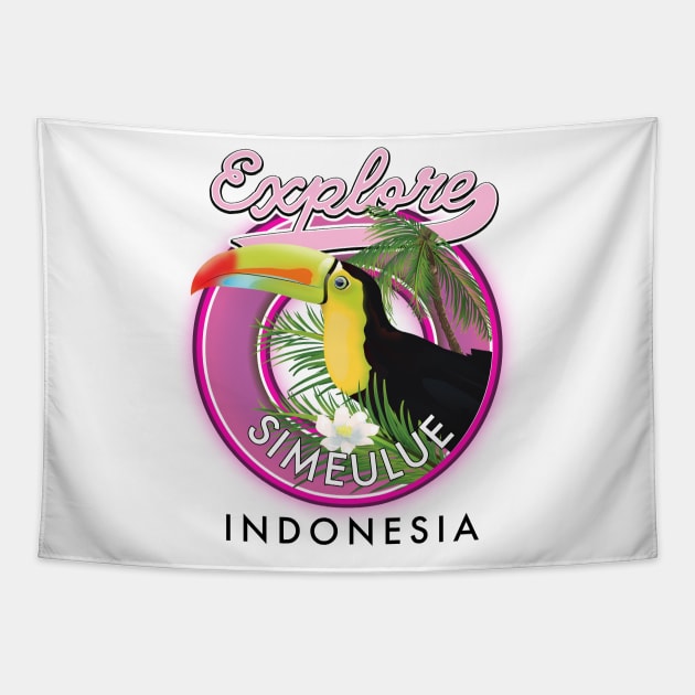 explore Simeulue Indonesia travel logo Tapestry by nickemporium1