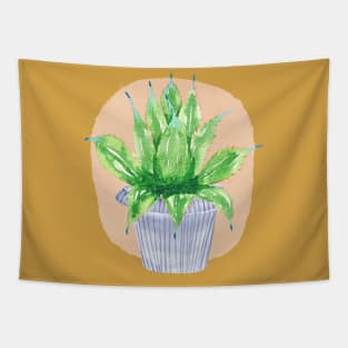Watercolor Potted Green Cactus Tapestry