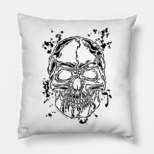 skull 3 black Pillow