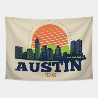 Retro Austin, Texas Skyline Tapestry