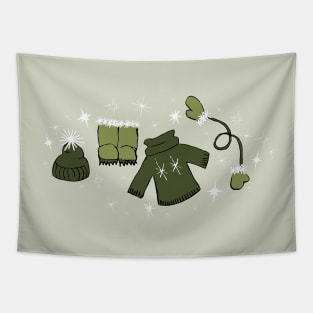 Winter weather snow lover gear cartoon illustration Tapestry