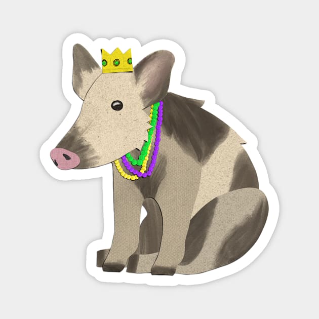 Paper craft Mardi Gras pig Magnet by Black Squirrel CT