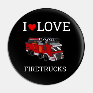 I Love Heart Fire Trucks Pin