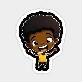 Happy Black Boy Mascot 2D Vector Magnet