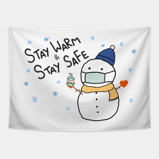 Stay Warm Stay Safe Snow Man Tapestry by Marinaaa010