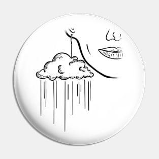 Cloud Earring Jewelry Nature Face Line Art Pin
