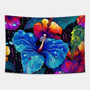 Colorful hibiscus pattern Tapestry