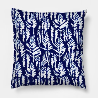 Blue and Navy Floral brush strokes pattern background Pillow